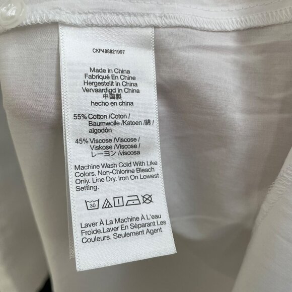 Madewell Tie-Waist Button-Front Midi Dress‎ in Poplin White Size Small NWT - Picture 8 of 14